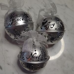 Silver Holiday Bell Ornaments Set Of 3 (111)